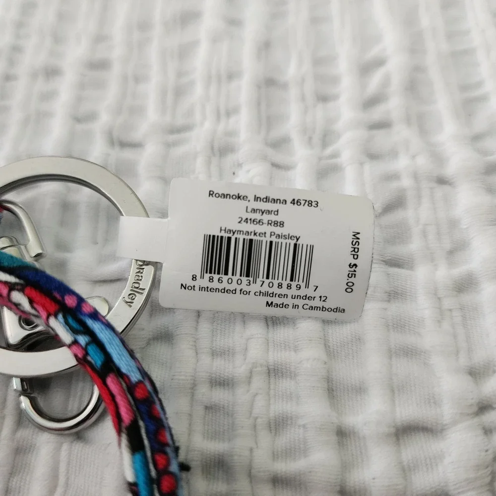 Vera Bradley Haymarket Paisley Lanyard Blue Pink Floral Key ID Holder 24166-R88